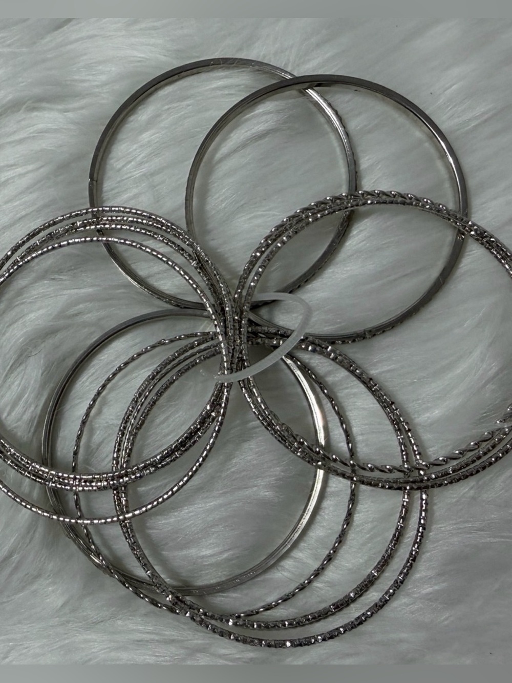 Silver Tone Multi-Textured Bangle Bracelet Set - 14 pack